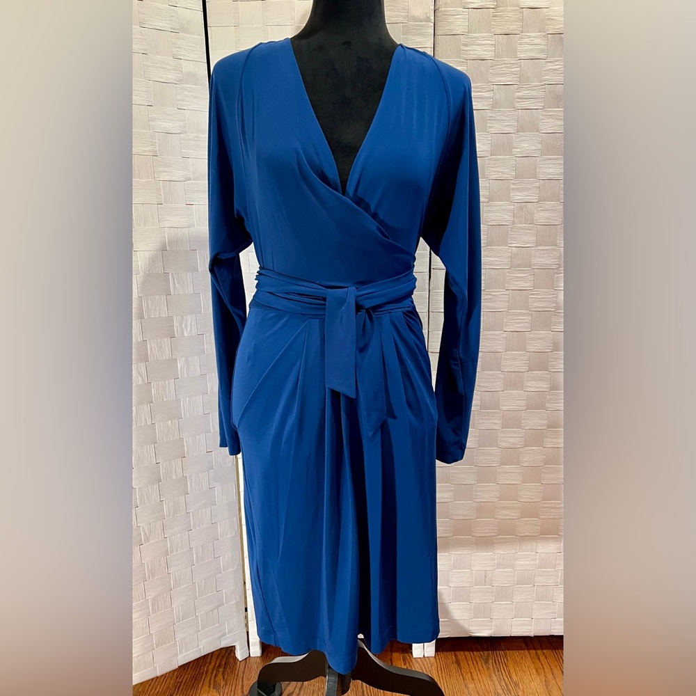 BCBGMaxAzria Deep Blue Long Sleeve Wrap Dress